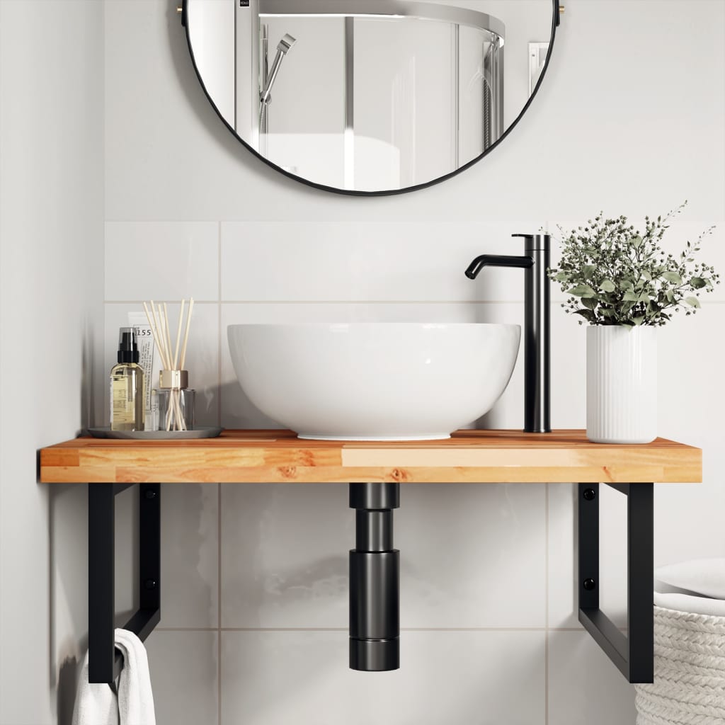 Bathroom Vanity Top Oil Finished 80x60x4 cm Solid Wood Acacia