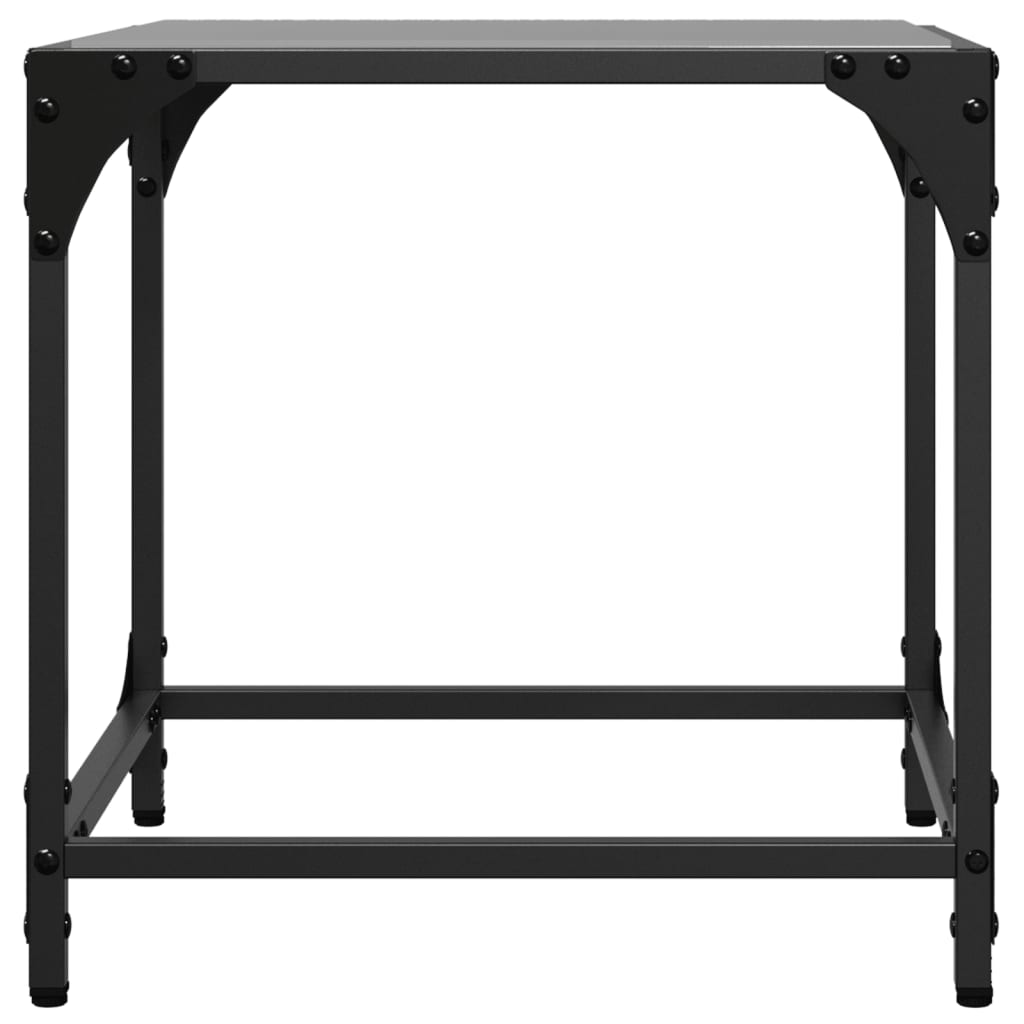 Coffee Tables with Black Glass Top 2 pcs 40x40x40 cm Steel