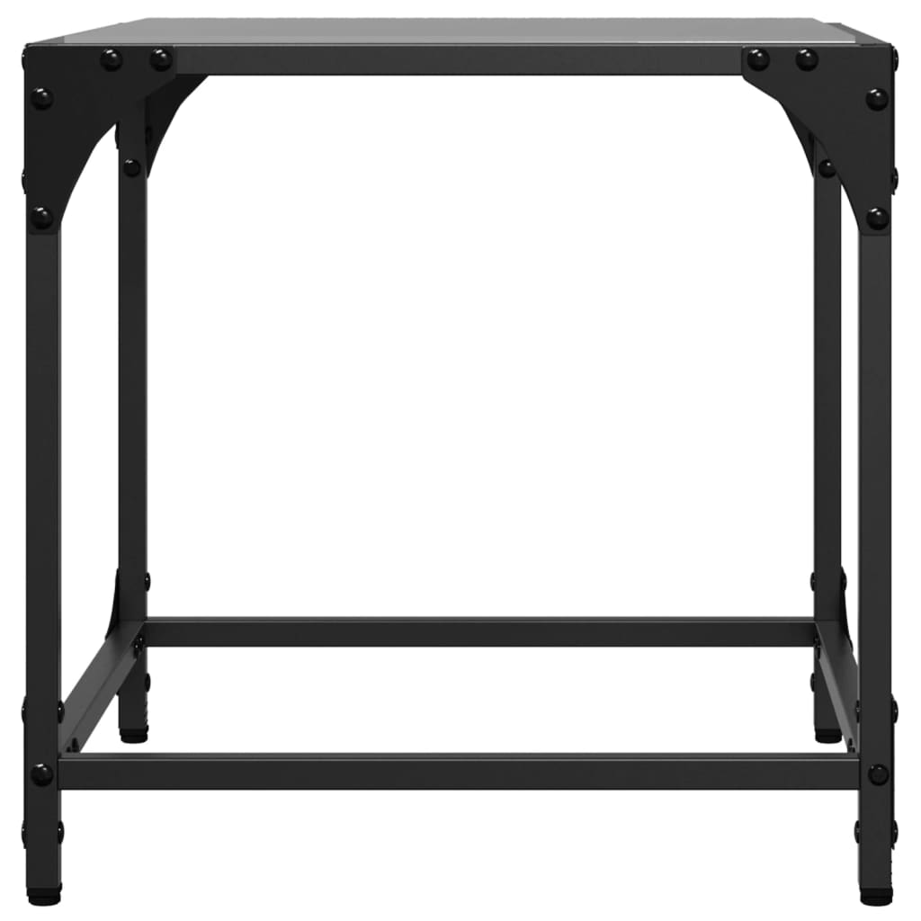 Coffee Tables with Black Glass Top 2 pcs 40x40x40 cm Steel