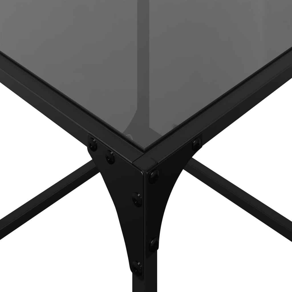 Coffee Tables with Black Glass Top 2 pcs 40x40x40 cm Steel