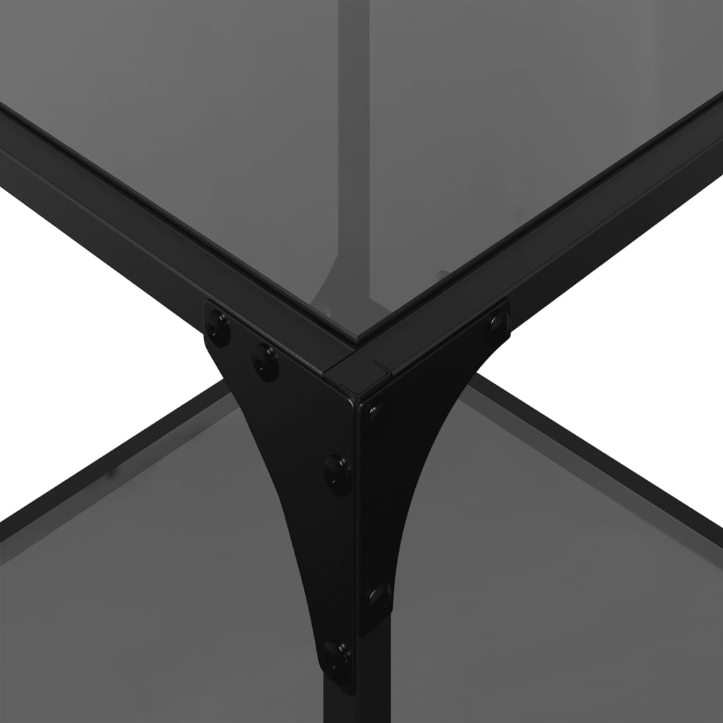 Coffee Tables with Black Glass Top 2 pcs 40x40x40 cm Steel