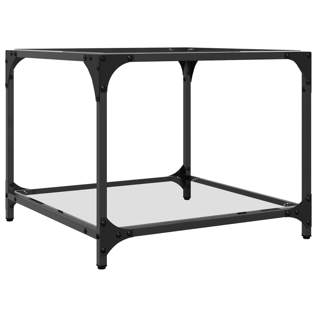 Coffee Tables with Transparent Glass Top 2 pcs 50x50x40 cm Steel