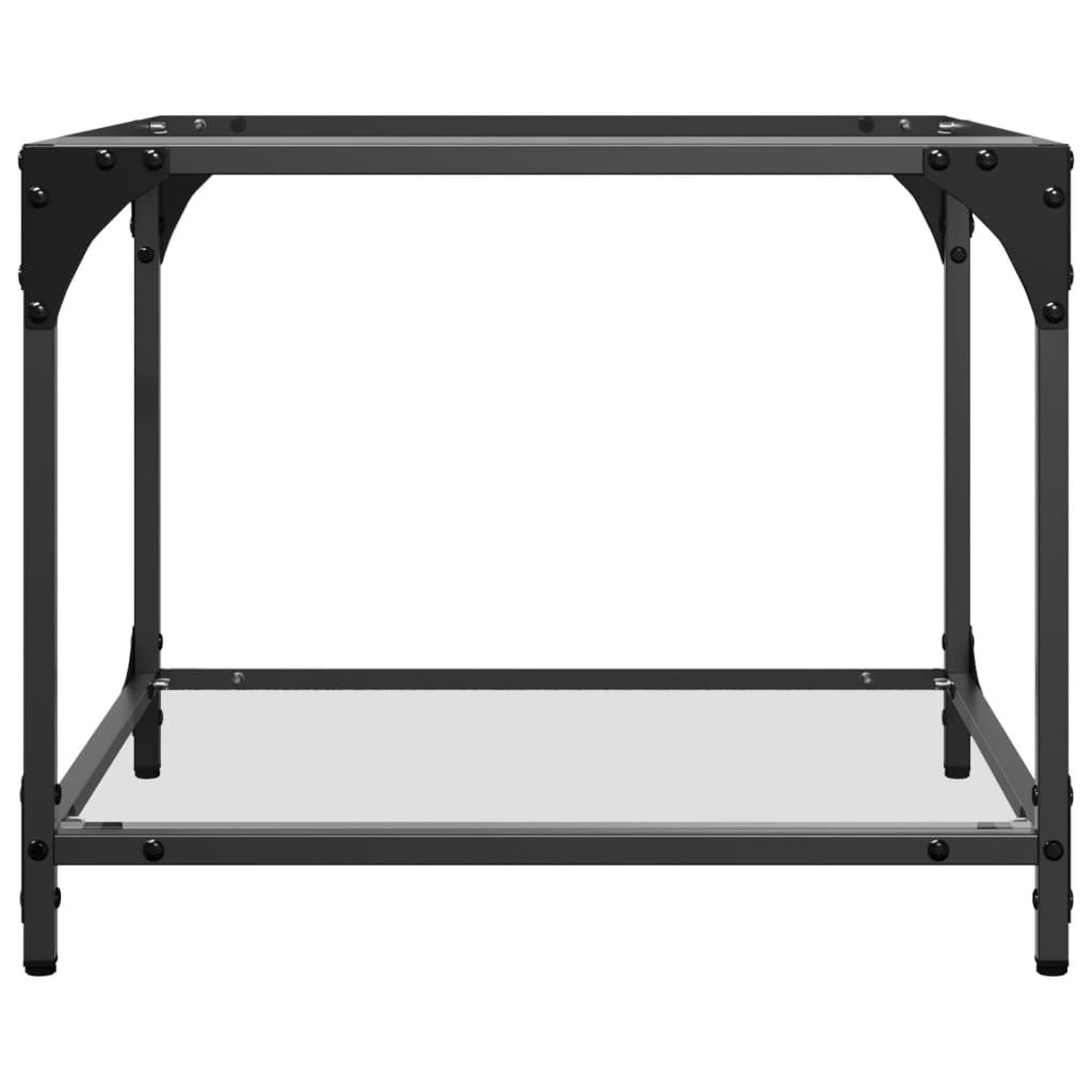Coffee Tables with Transparent Glass Top 2 pcs 50x50x40 cm Steel