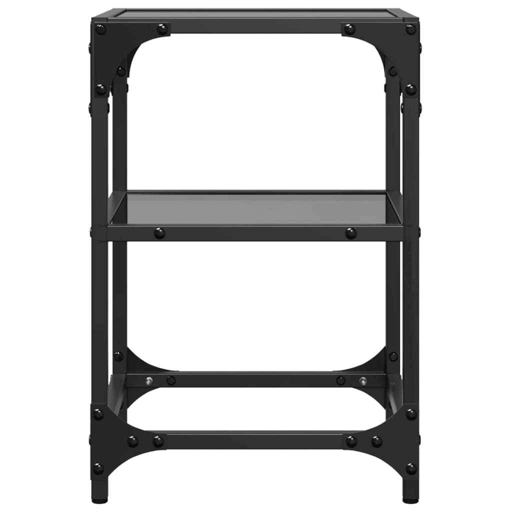 Coffee Tables with Black Glass Top 2 pcs 30x30x45 cm Steel