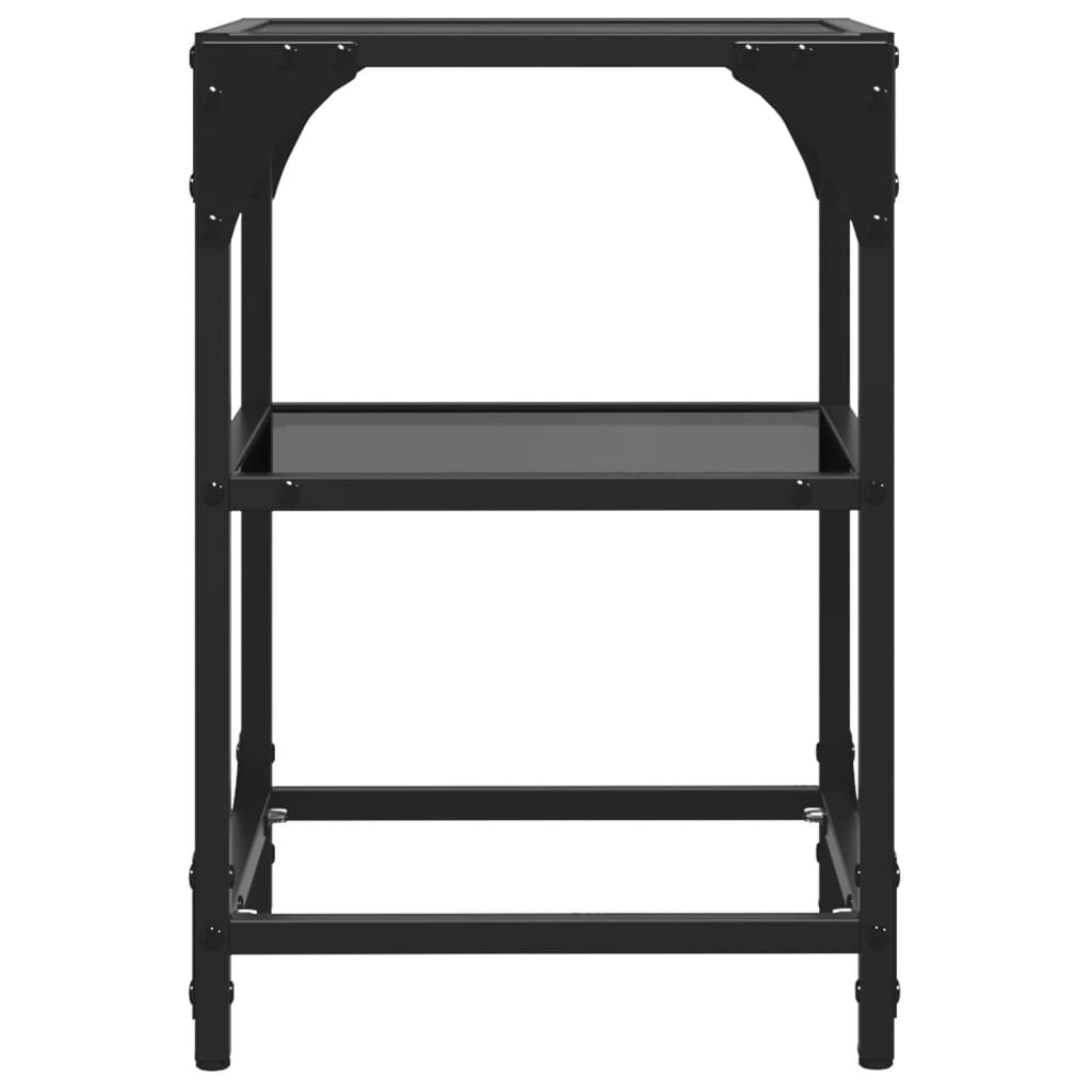 Coffee Tables with Black Glass Top 2 pcs 30x30x45 cm Steel