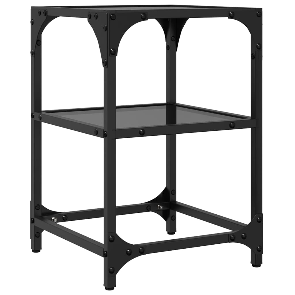 Coffee Tables with Black Glass Top 2 pcs 30x30x45 cm Steel