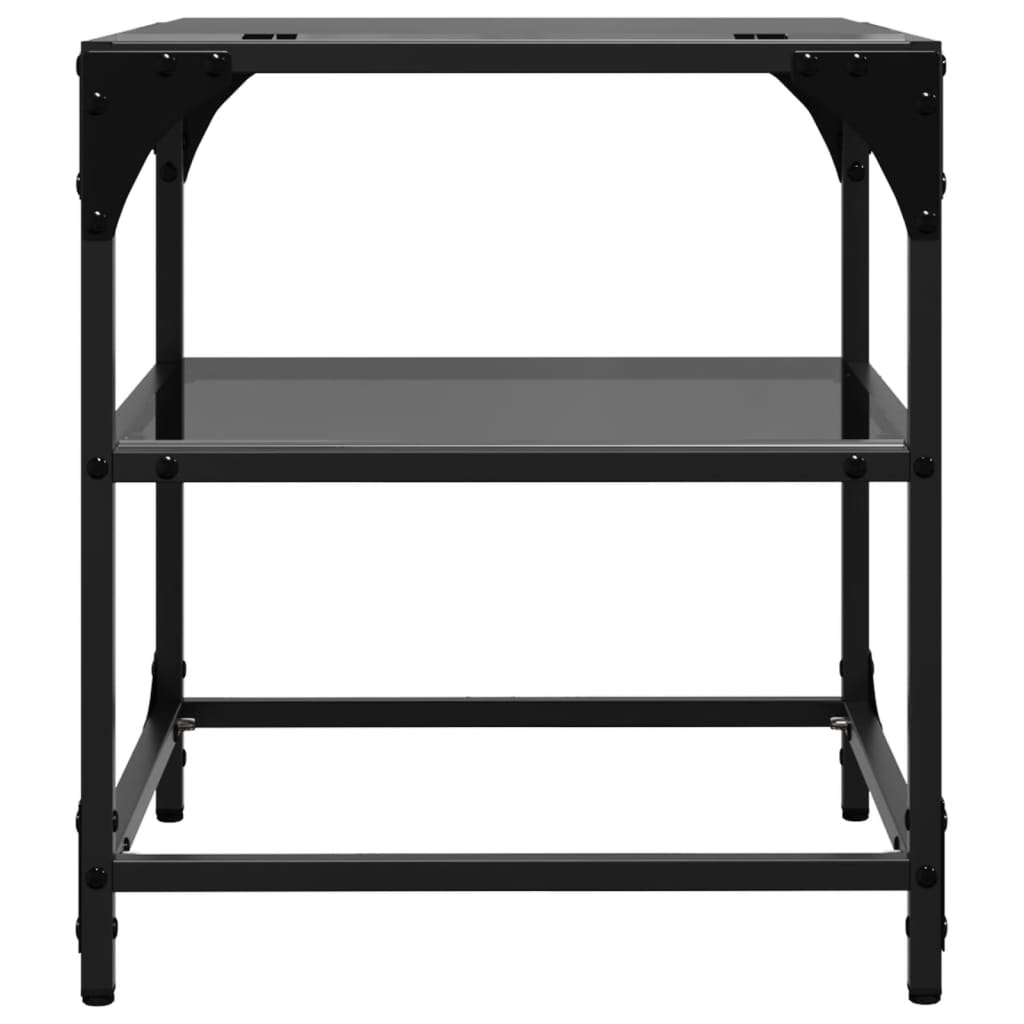 Coffee Tables with Black Glass Top 2 pcs 40x40x45 cm Steel