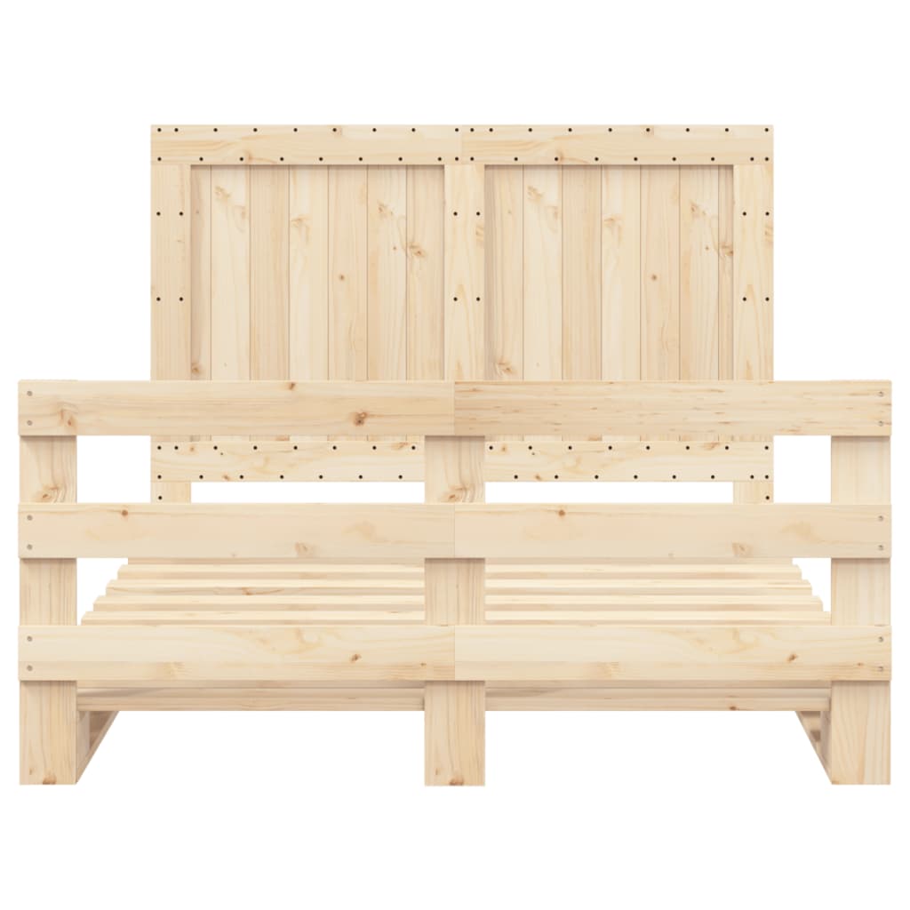 Bed Frame without Mattress with Headboard 140x200 cm Solid Wood