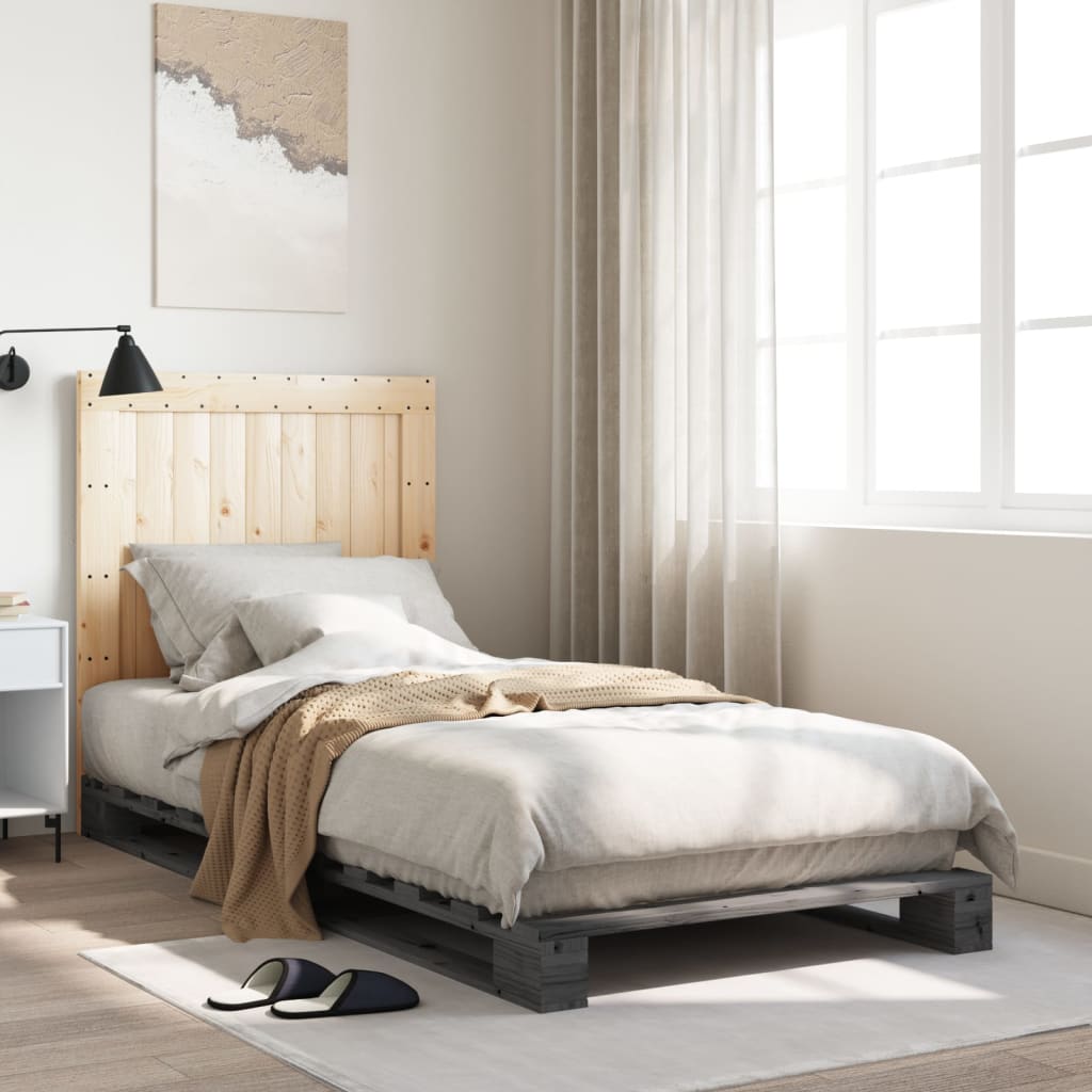 Bed Frame without Mattress Grey 90x200 cm Solid Wood Pine