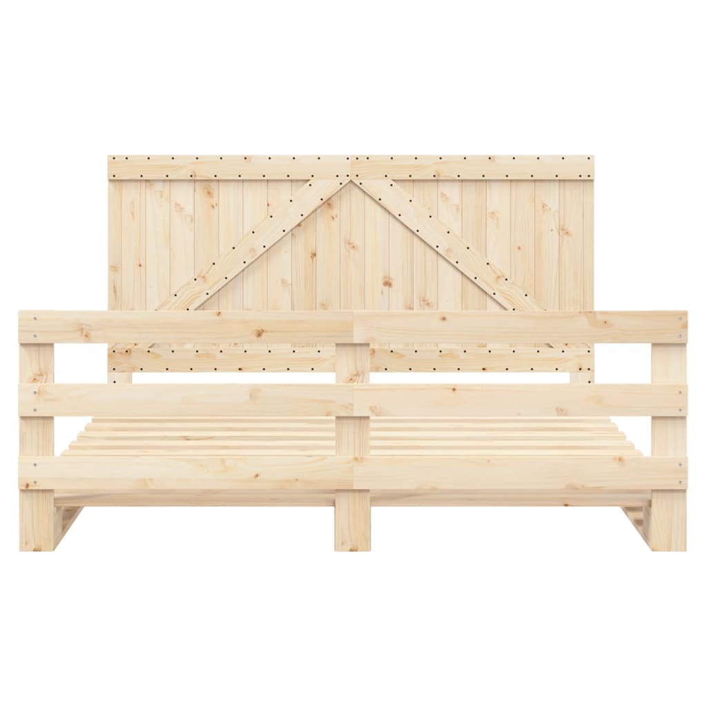 Bed Frame without Mattress with Headboard 200x200 cm Solid Wood