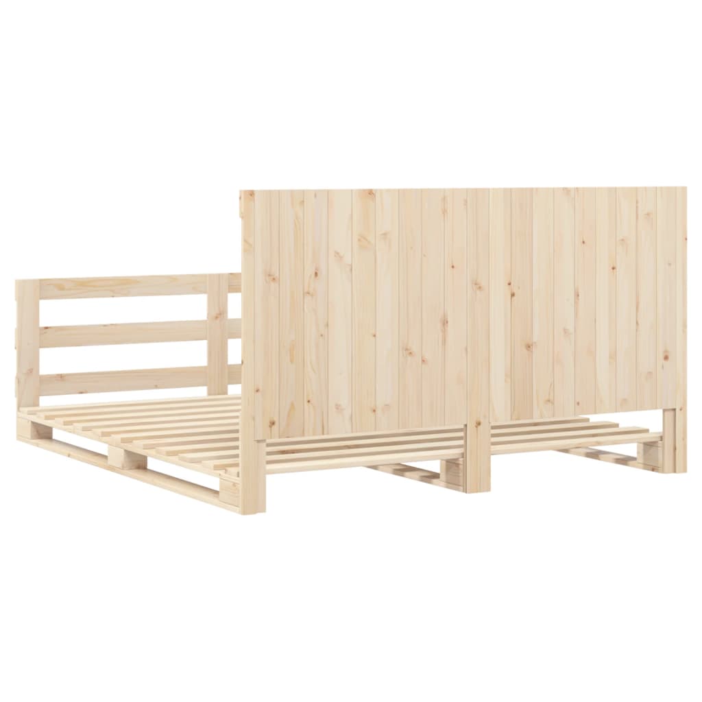 Bed Frame without Mattress with Headboard 200x200 cm Solid Wood