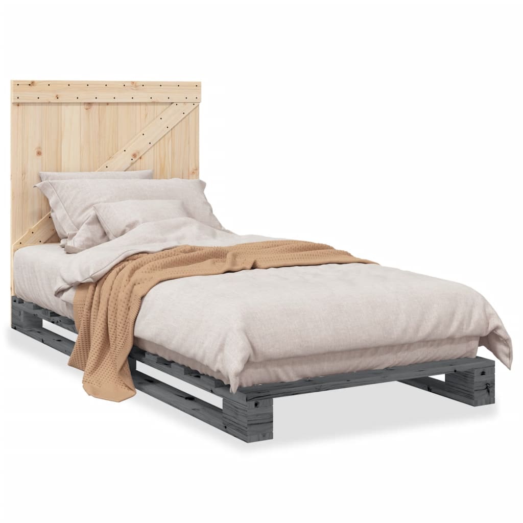 Bed Frame without Mattress Grey 90x200 cm Solid Wood Pine