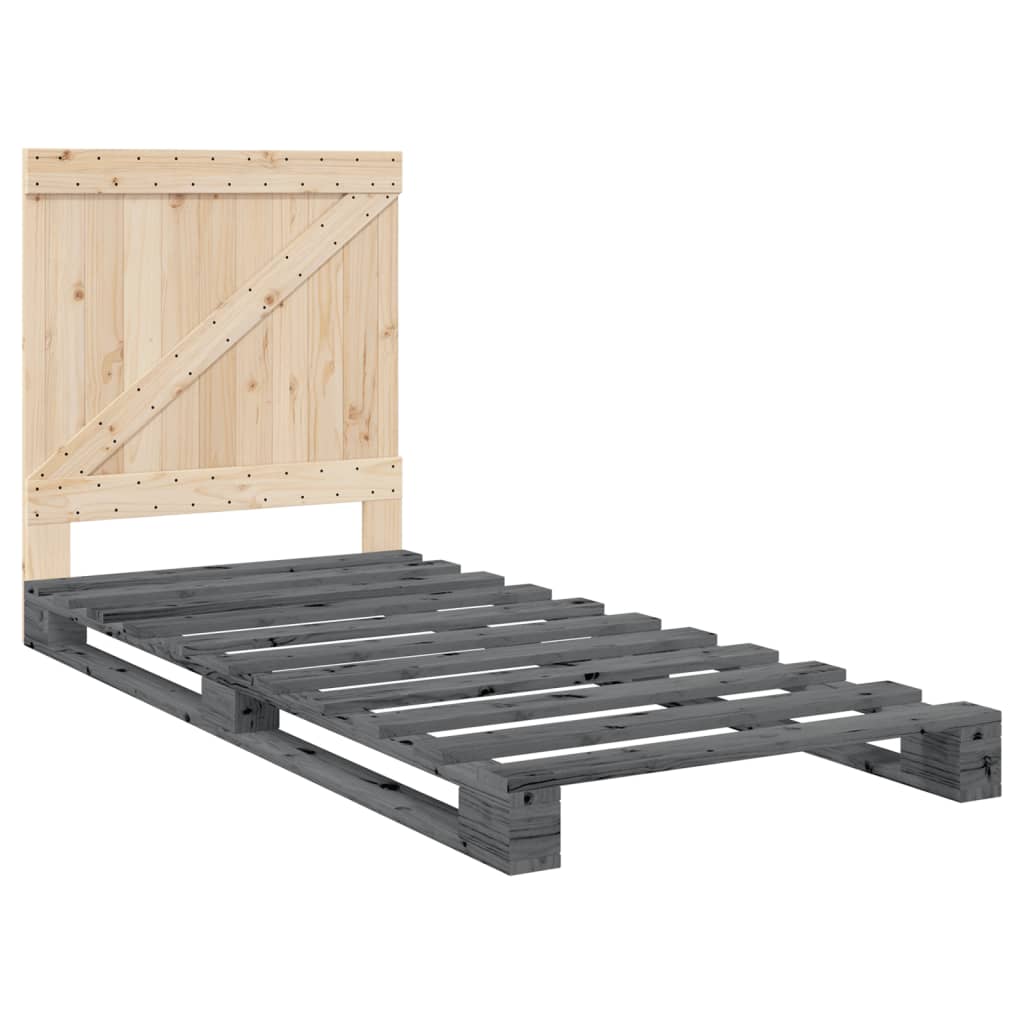 Bed Frame without Mattress Grey 90x200 cm Solid Wood Pine