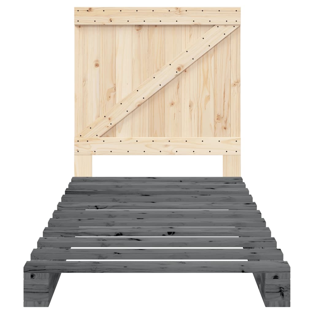 Bed Frame without Mattress Grey 90x200 cm Solid Wood Pine