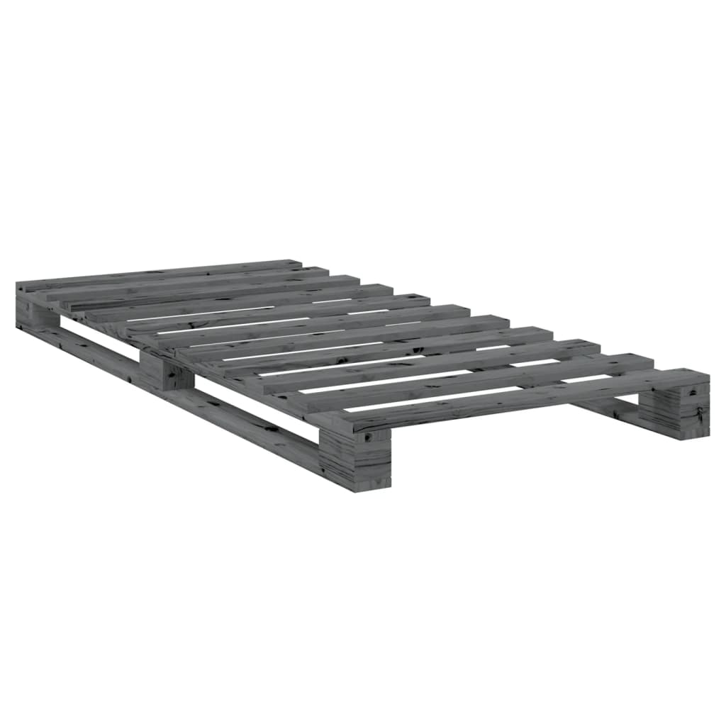 Bed Frame without Mattress Grey 90x200 cm Solid Wood Pine
