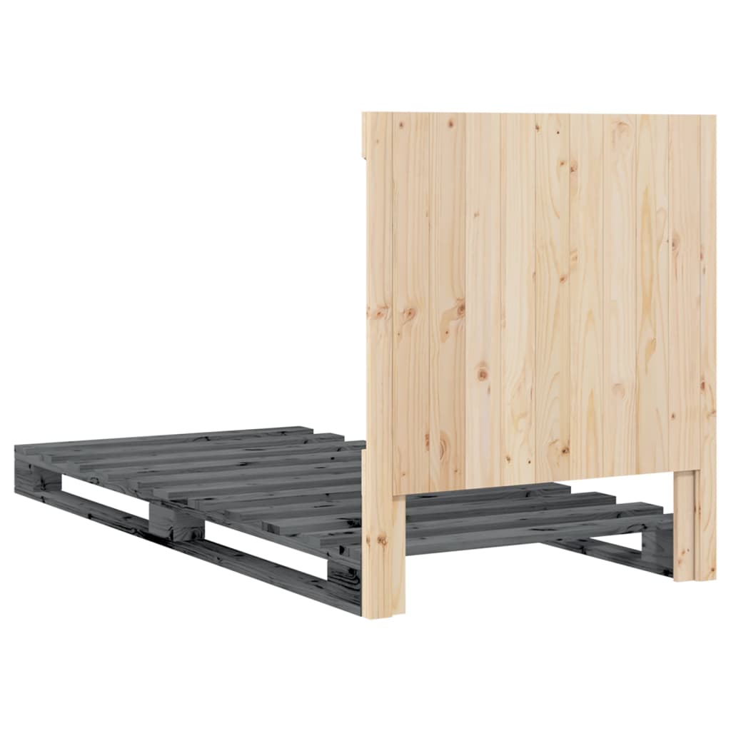 Bed Frame without Mattress Grey 90x200 cm Solid Wood Pine