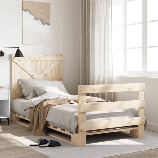 Bed Frame without Mattress with Headboard 90x200 cm Solid Wood