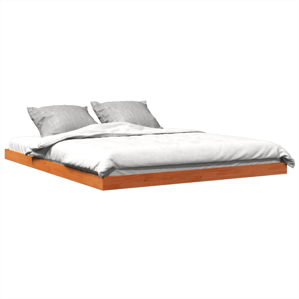 Bed Frame without Mattress Wax Brown 150x200 cm King Size Solid Wood Pine