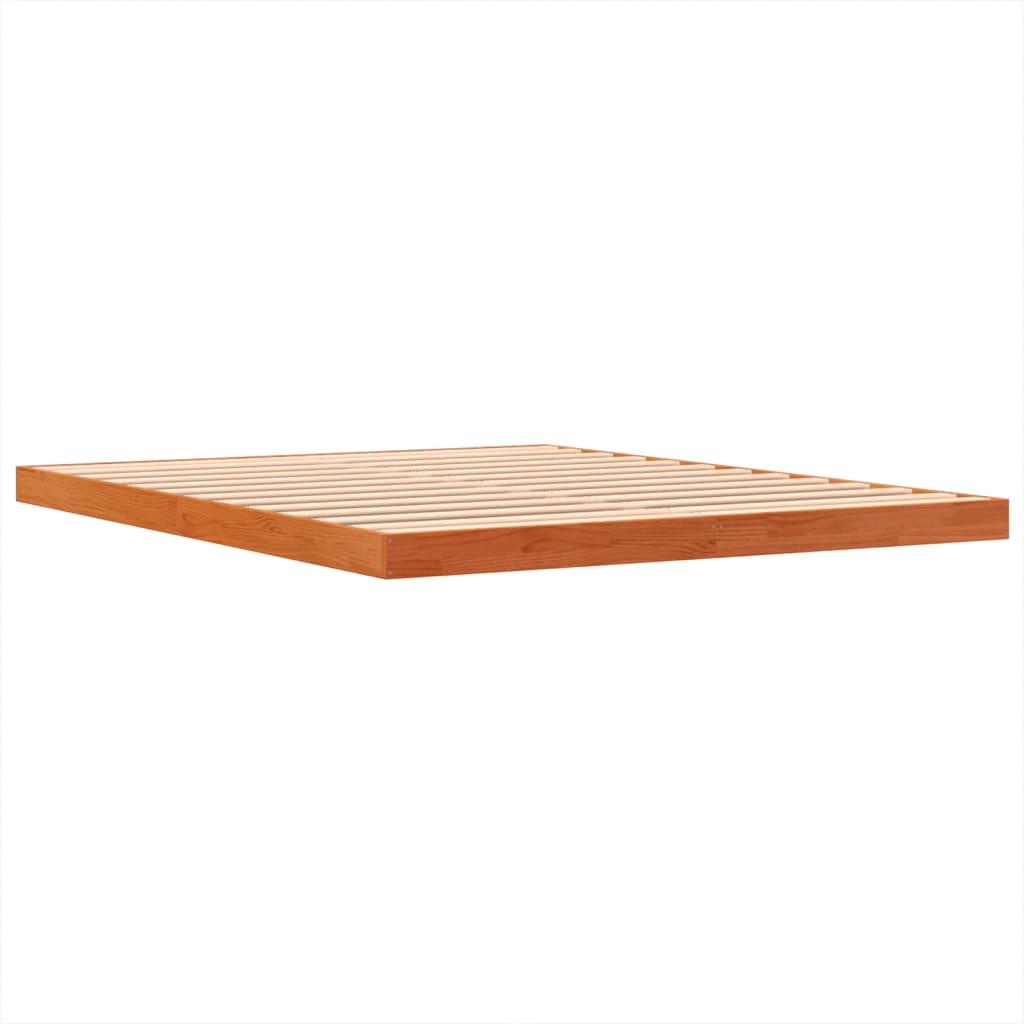 Bed Frame without Mattress Wax Brown 150x200 cm King Size Solid Wood Pine
