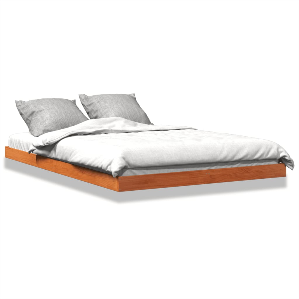 Bed Frame without Mattress Wax Brown 140x200 cm Solid Wood Pine