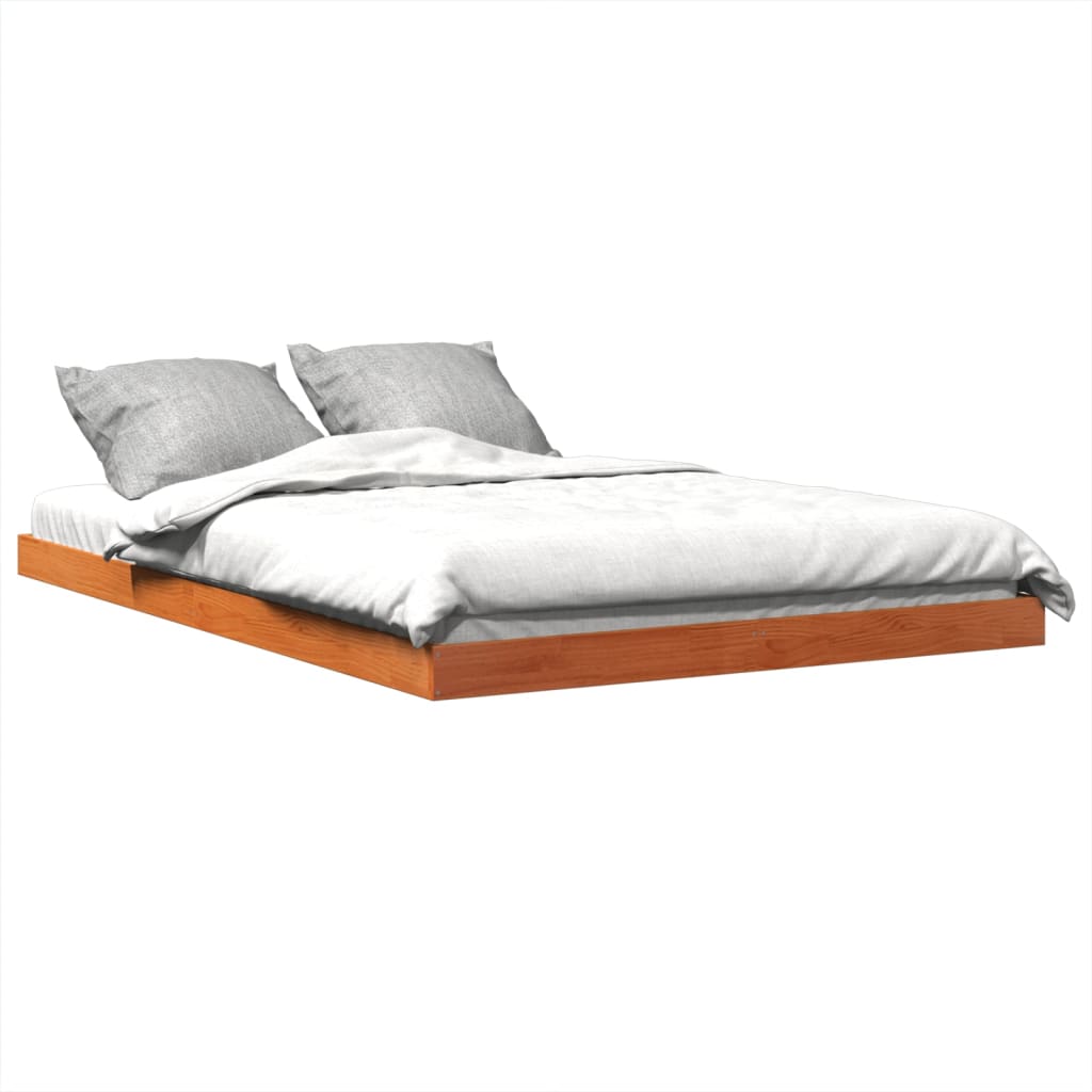 Bed Frame without Mattress Wax Brown 140x200 cm Solid Wood Pine