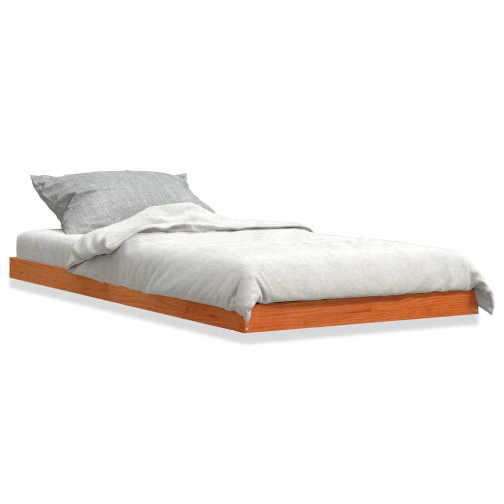 Bed Frame without Mattress Wax Brown 75x190 cm Small Single Solid Wood Pine
