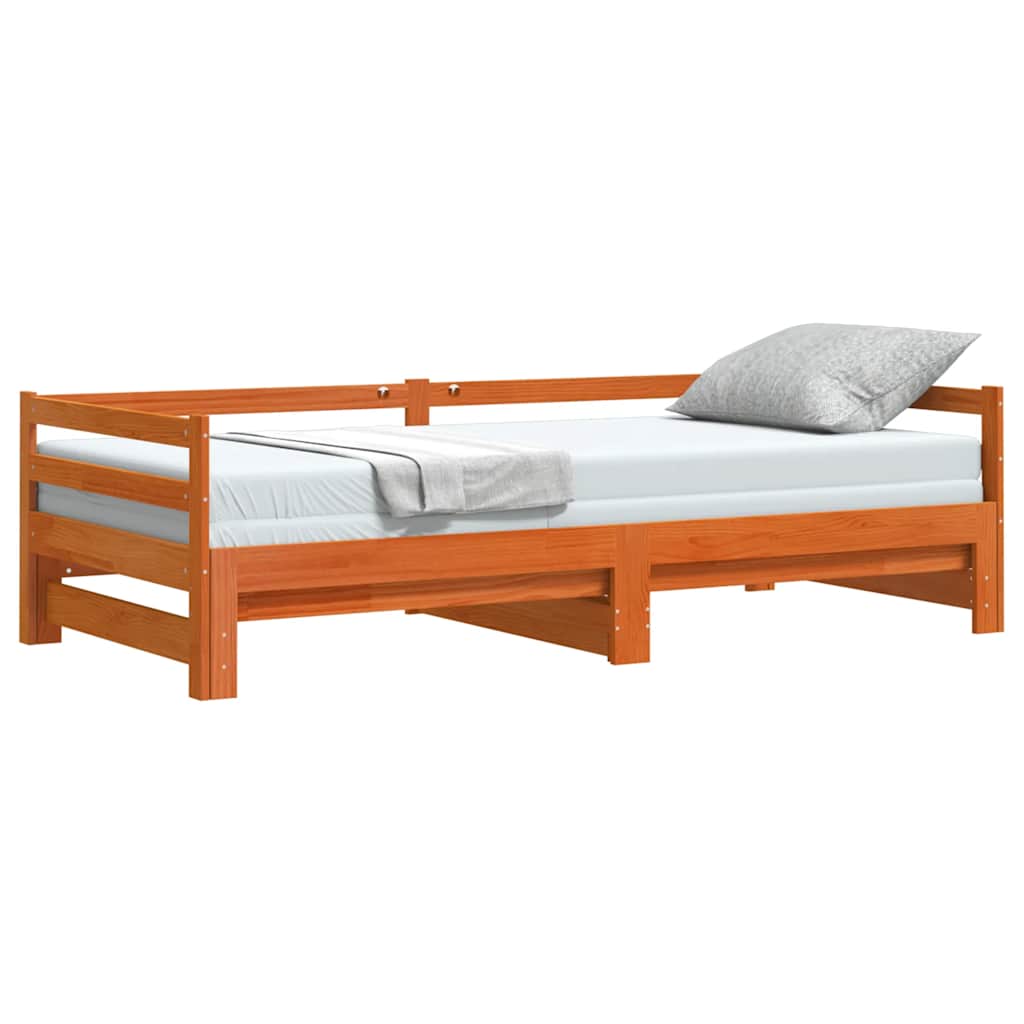 Daybed with Trundle without Mattress Wax Brown 90x190 cm Single Solid Wood