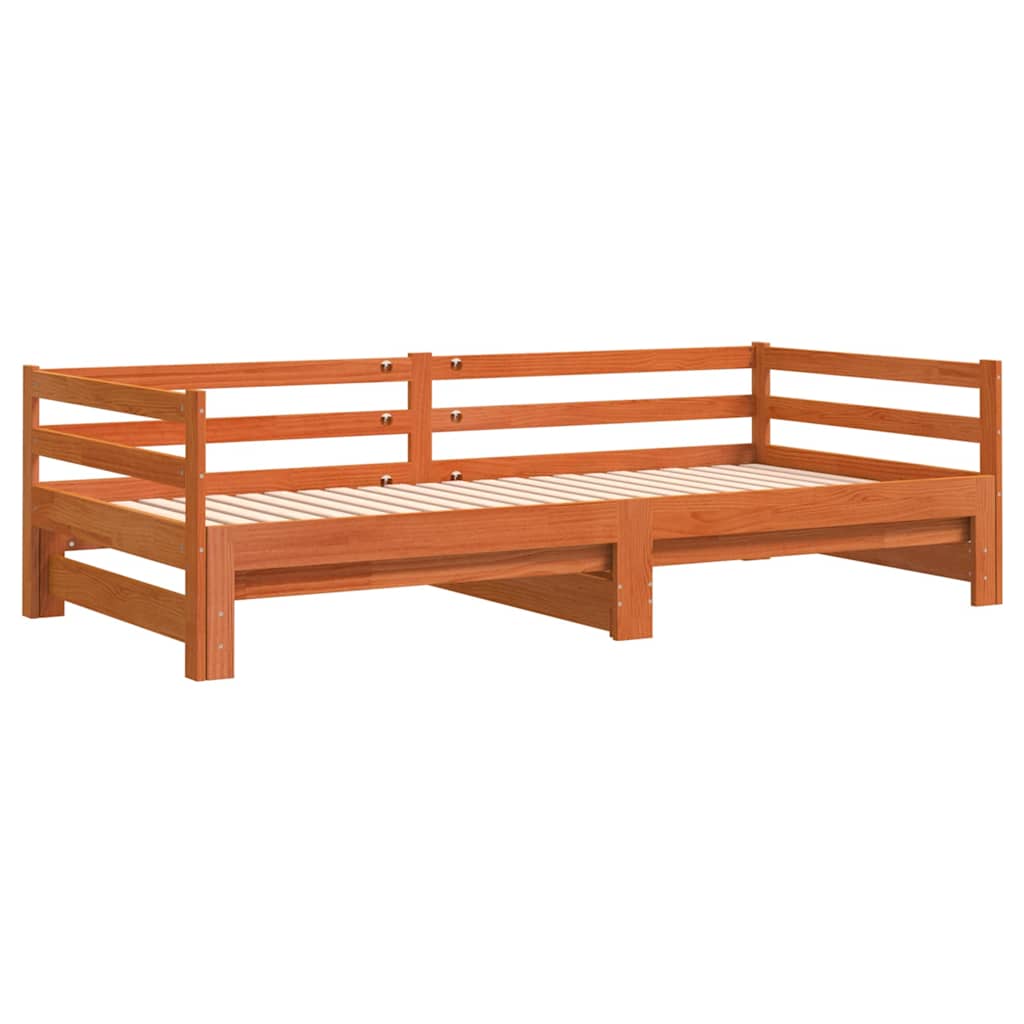 Daybed with Trundle without Mattress Wax Brown 90x190 cm Single Solid Wood