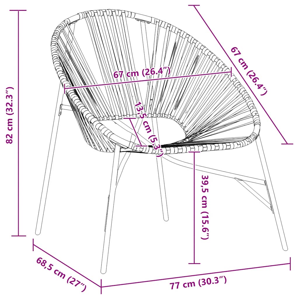 Garden Chair Set 3 pcs Black and Yellow Poly Rattan