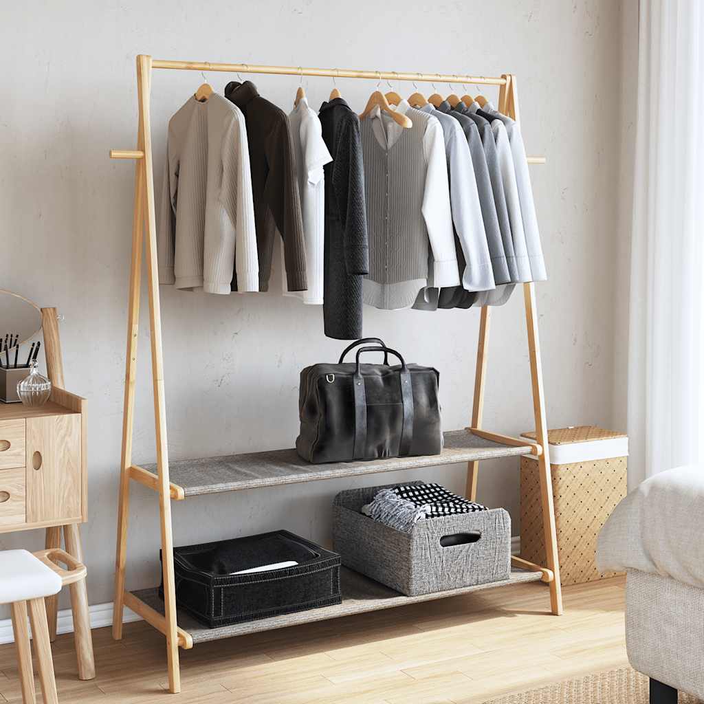 Clothes Rack with Shelves 132x45.5x150.5 cm Bamboo