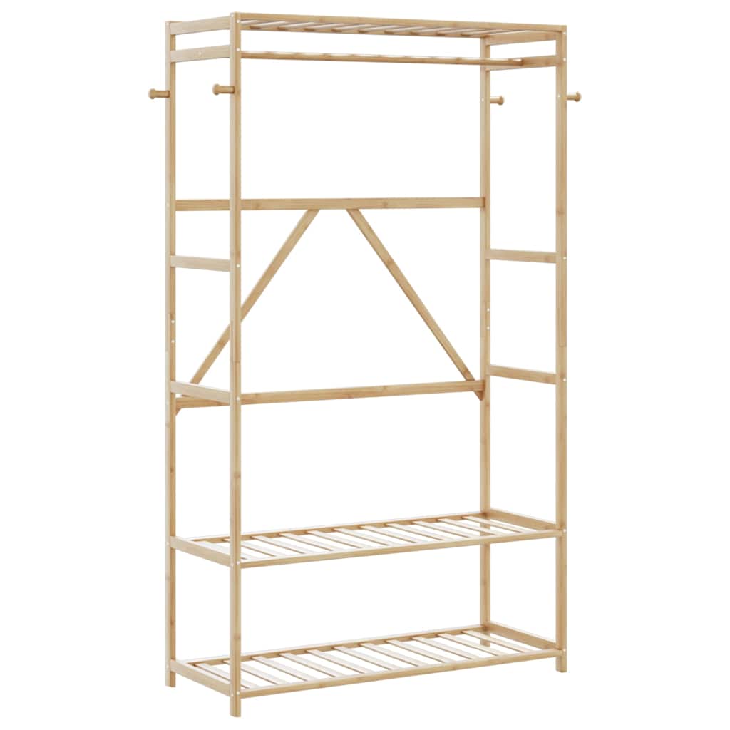 Clothes Rack with Shelves 110x40x175 cm Bamboo
