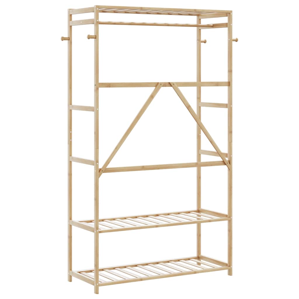 Clothes Rack with Shelves 110x40x175 cm Bamboo