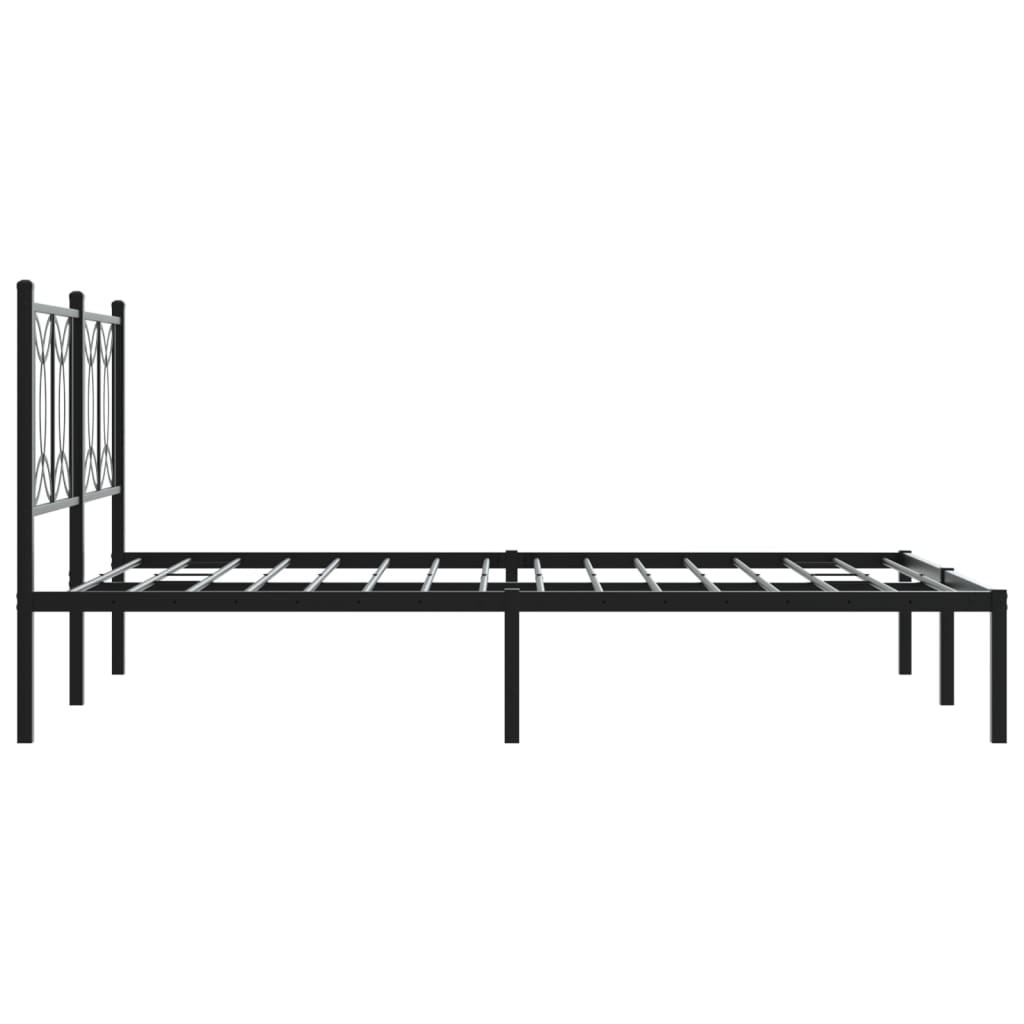 Metal Bed Frame without Mattress with Headboard Black 135x190cm