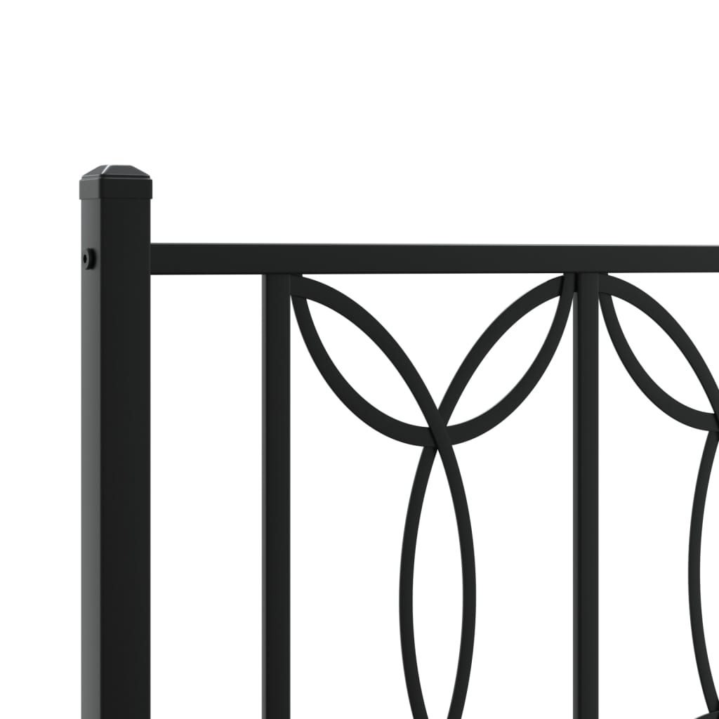 Metal Bed Frame without Mattress with Headboard Black 135x190cm
