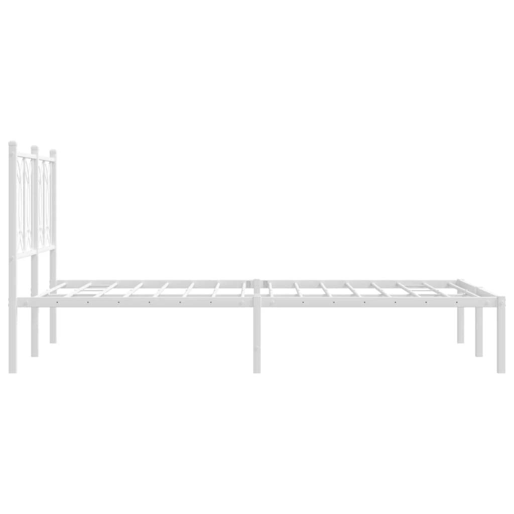 Metal Bed Frame without Mattress with Headboard White 120x200cm
