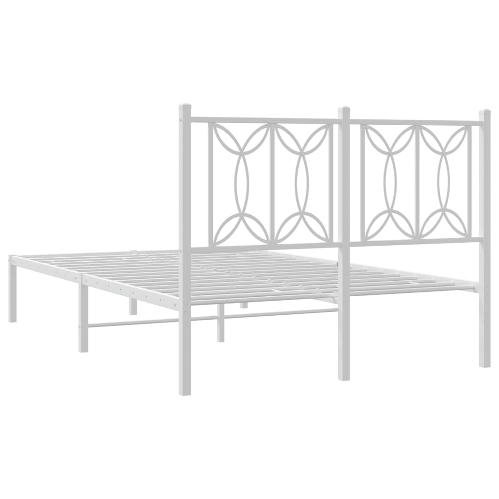 Metal Bed Frame without Mattress with Headboard White 120x200cm