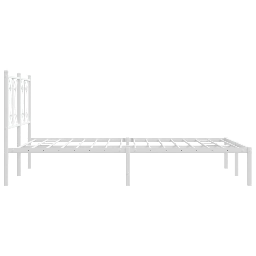 Metal Bed Frame without Mattress with Headboard White 135x190cm