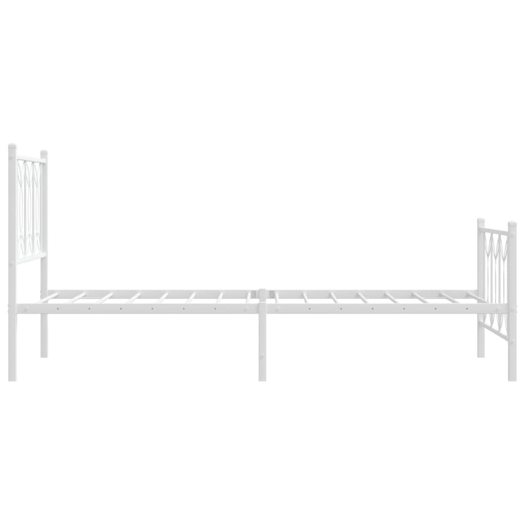 Metal Bed Frame without Mattress with Footboard White 75x190cm