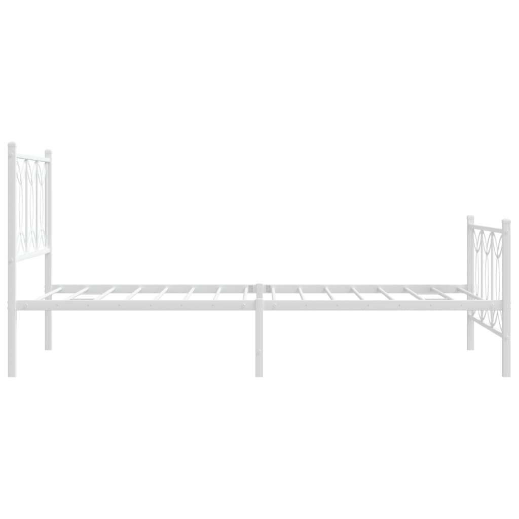 Metal Bed Frame without Mattress with Footboard White 107x203cm