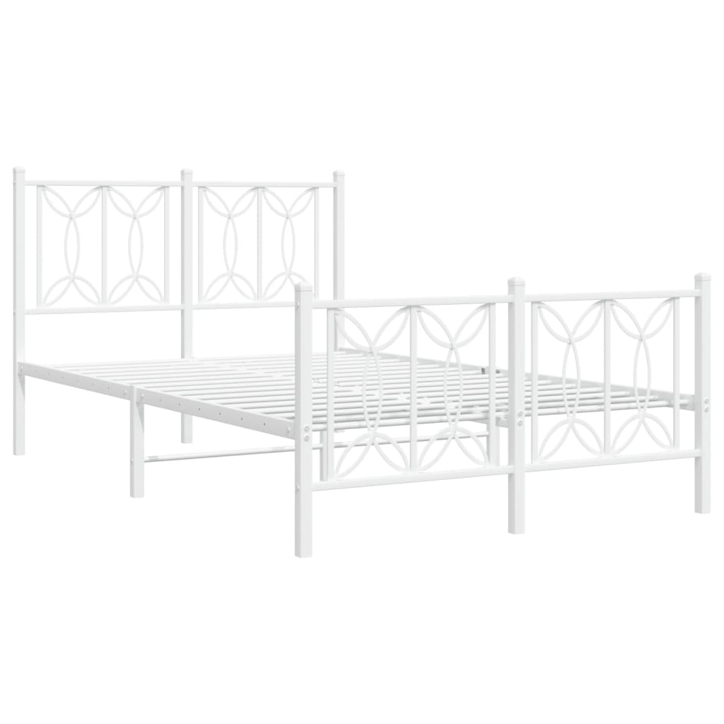 Metal Bed Frame without Mattress with Footboard White 120x200cm