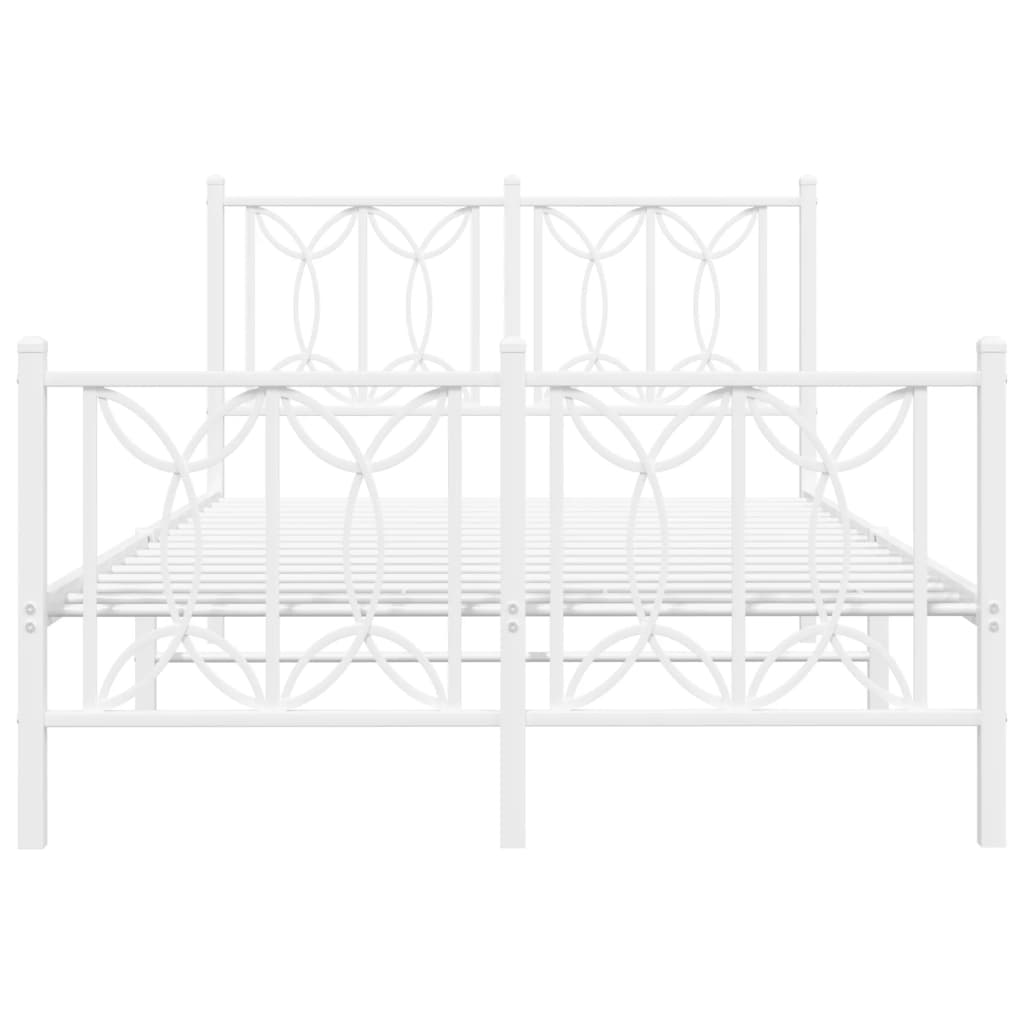 Metal Bed Frame without Mattress with Footboard White 120x200cm