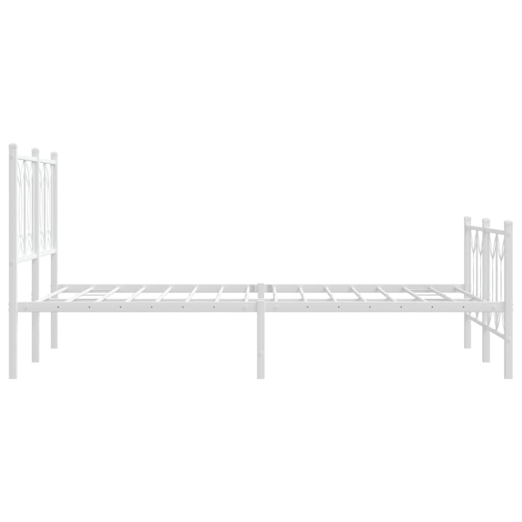 Metal Bed Frame without Mattress with Footboard White 120x200cm