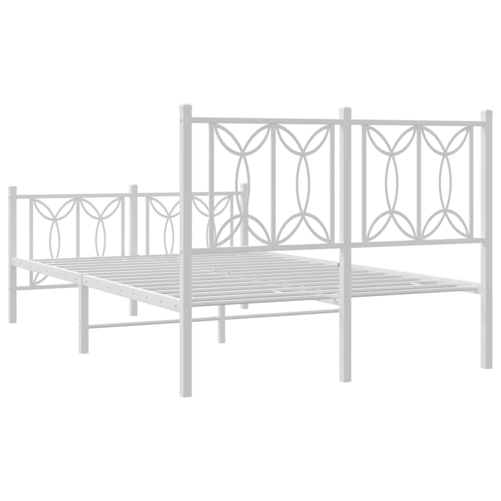 Metal Bed Frame without Mattress with Footboard White 120x200cm