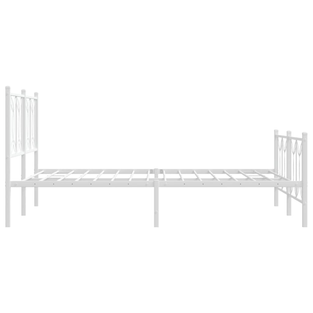Metal Bed Frame without Mattress with Footboard White 135x190cm