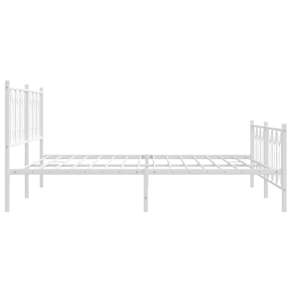 Metal Bed Frame without Mattress with Footboard White 183x213cm