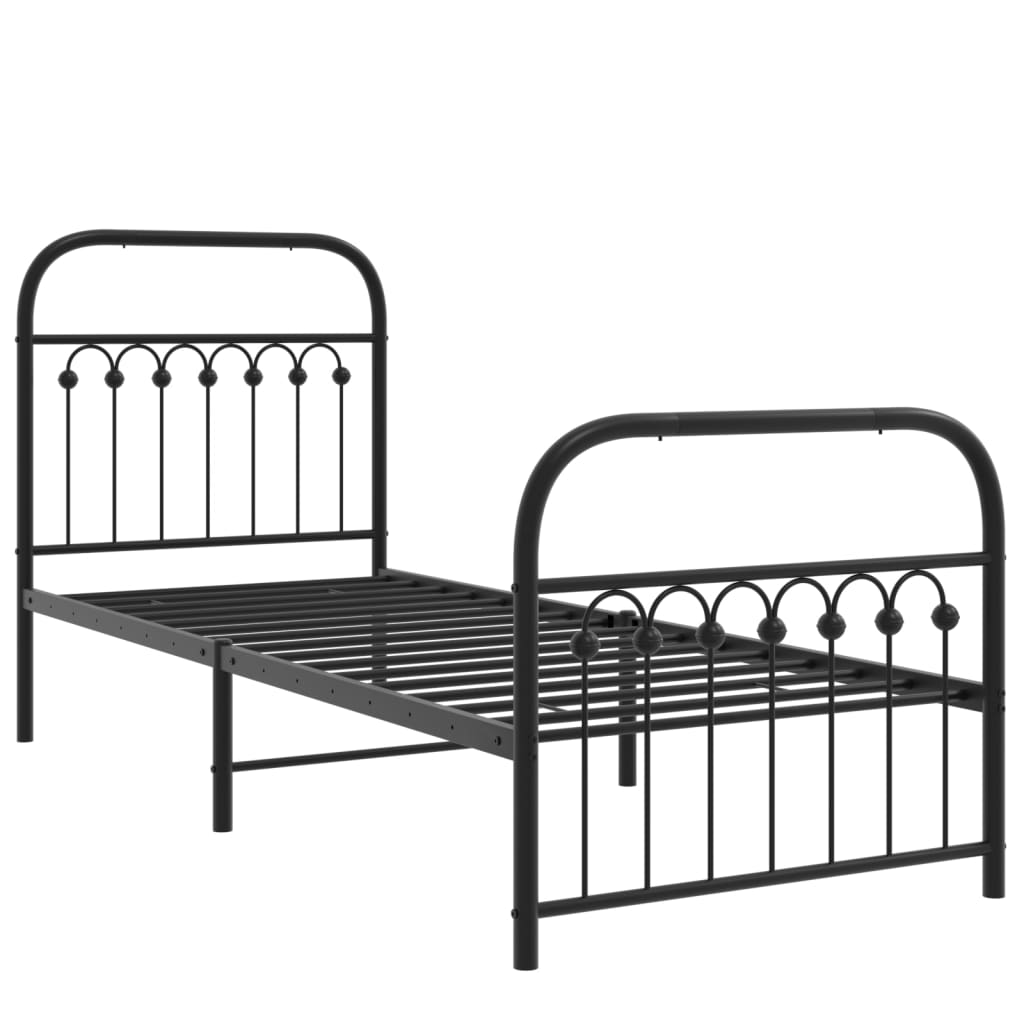 Metal Bed Frame without Mattress with Footboard Black 80x200cm