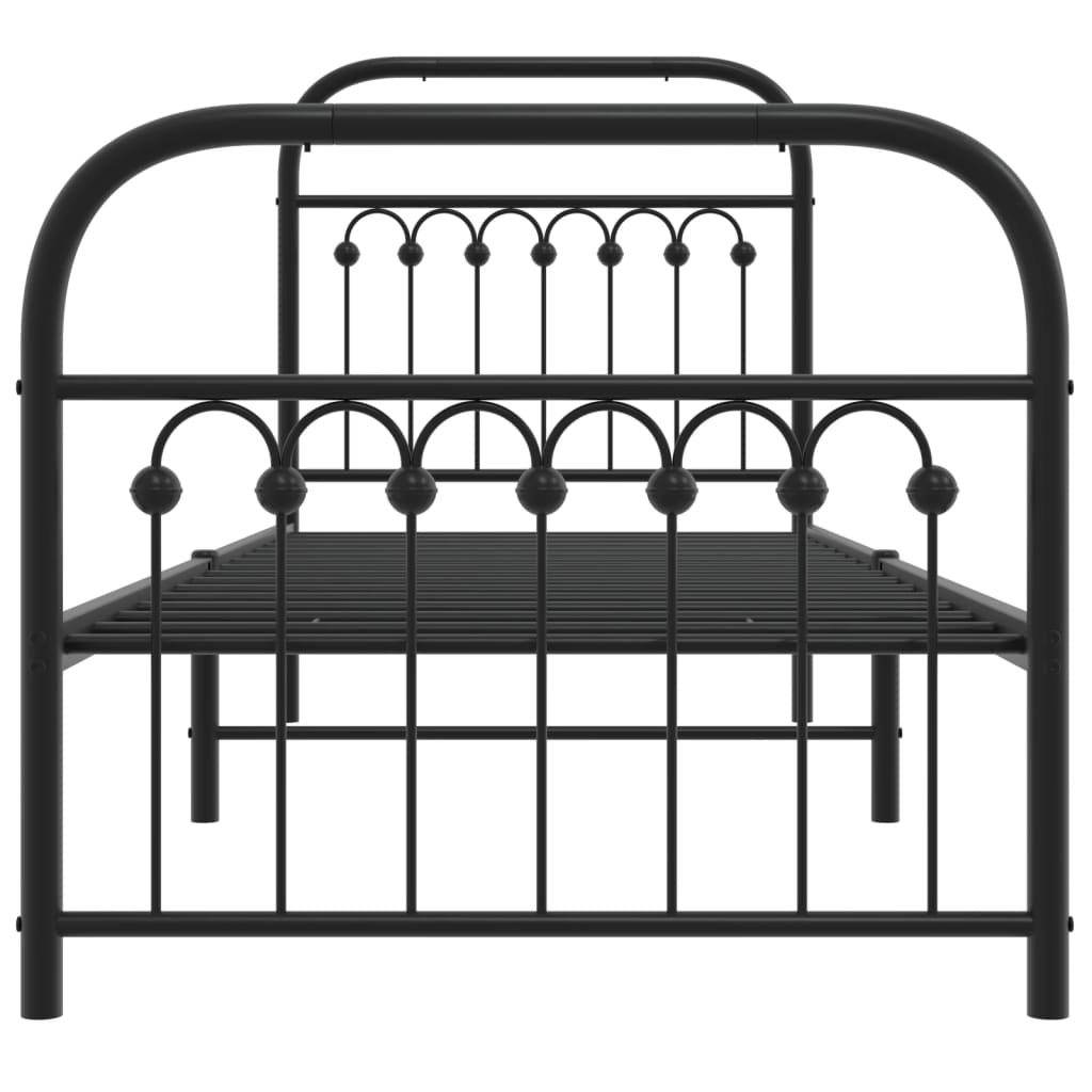 Metal Bed Frame without Mattress with Footboard Black 80x200cm