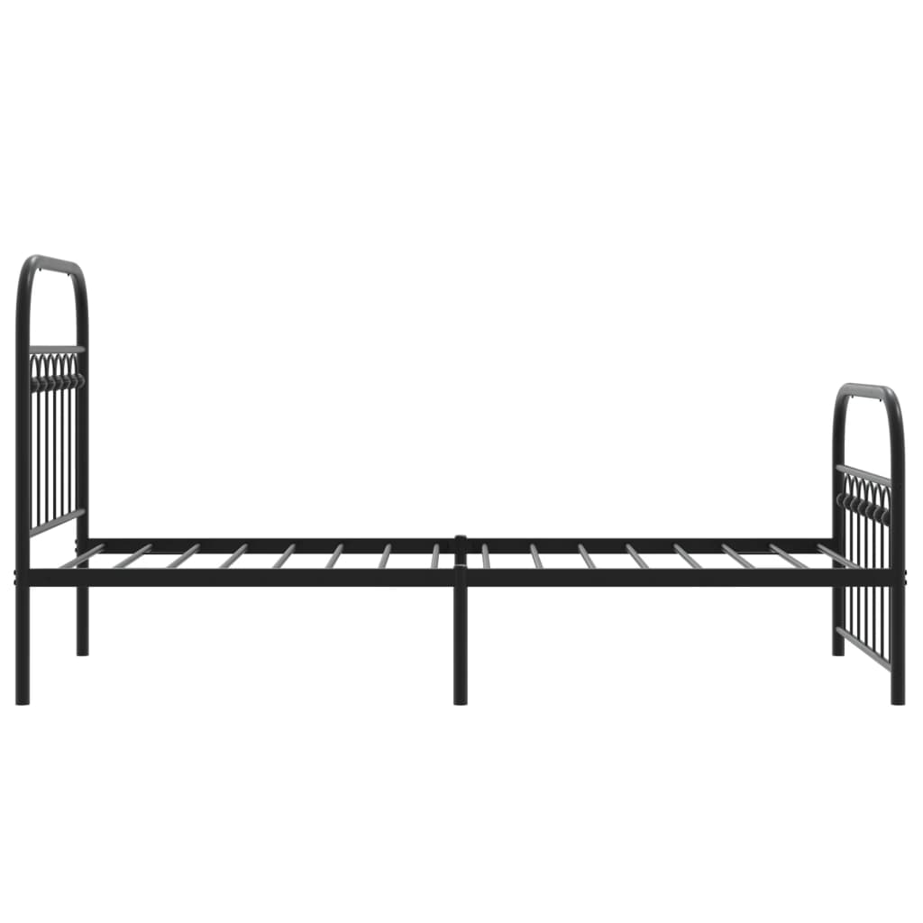 Metal Bed Frame without Mattress with Footboard Black 80x200cm