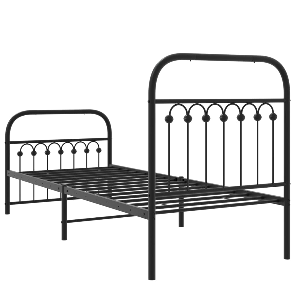 Metal Bed Frame without Mattress with Footboard Black 80x200cm