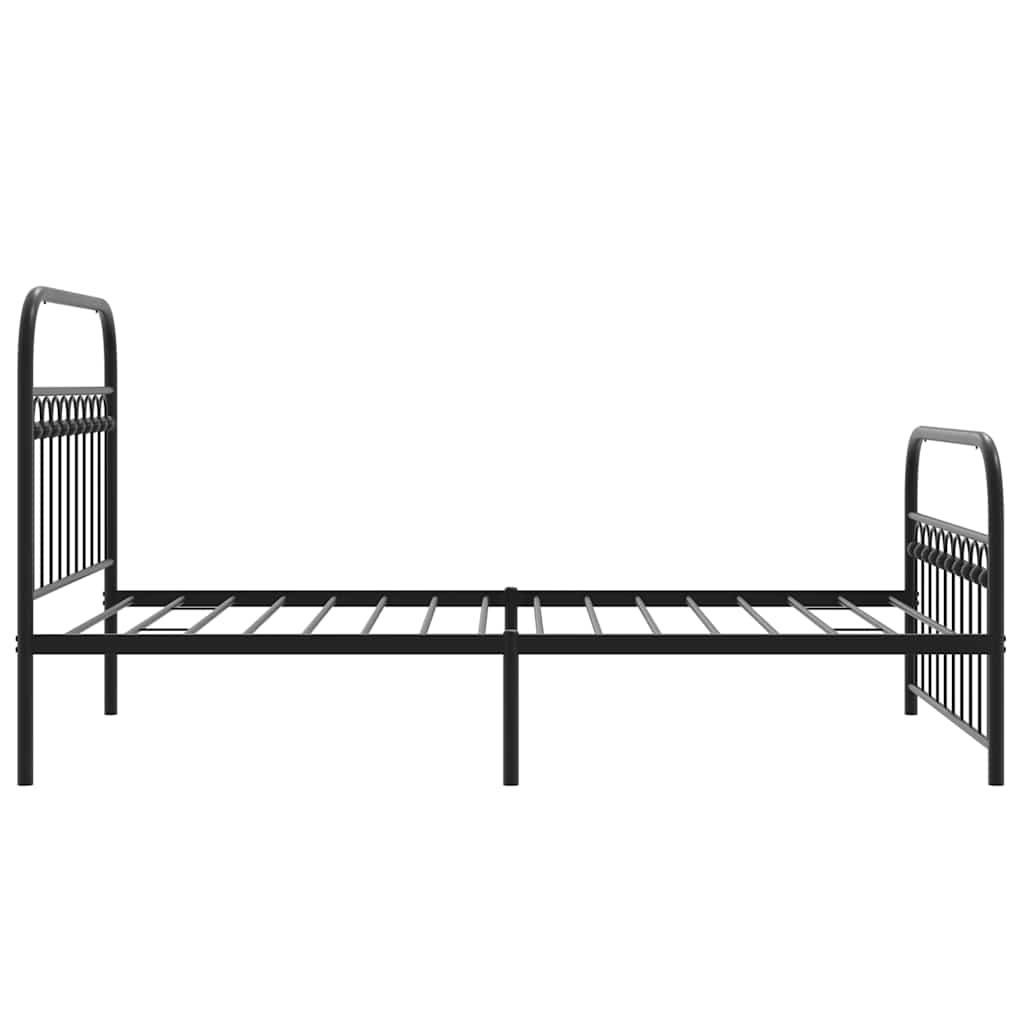 Metal Bed Frame without Mattress with Footboard Black 107x203cm
